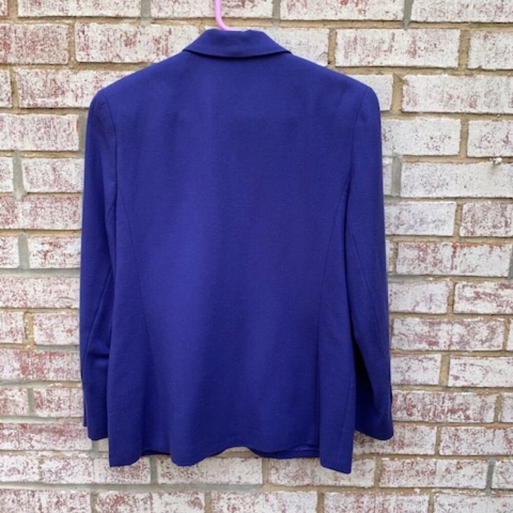 Jos. A Bank Purple 100% Wool 1 Button Blazer W/ Shoulder Pads Size 8 - Picture 5 of 11